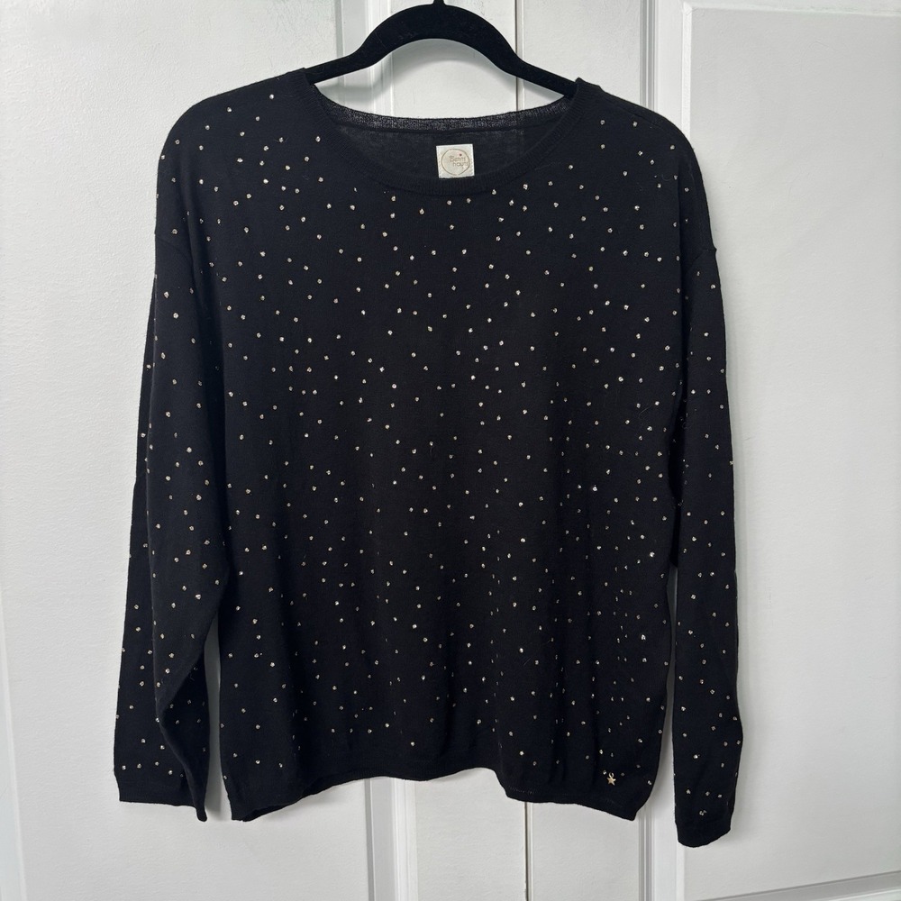 Des Petits Hauts Bernon Sweater Black Gold Polka Dot Wool Cashmere Womens L